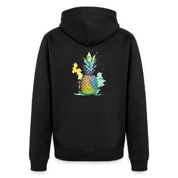 Ananas - Unisex Premium Bio Zip Hoodie - Schwarz - Hinten - Nico (187cm)