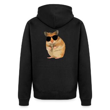 Hamster Menno with sunglasses cool - Unisex Premium Organic Zip Hoodie - black - Back - Nico (187cm)