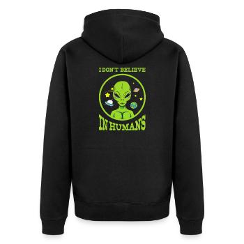 UFO, flying saucer, UFO - Unisex Premium Organic Zip Hoodie - black - Back - Nico (187cm)