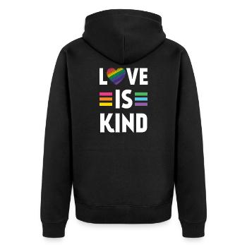 Pride Month LGBT - Liebe ist nett - Unisex Premium Bio Zip Hoodie - Schwarz - Hinten - Nico (187cm)