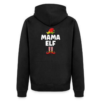 Weihnachten lustig Mama Elfe - Unisex Premium Bio Zip Hoodie - Schwarz - Hinten - Nico (187cm)