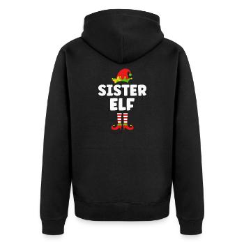 Schwester Elfe Weihnachten - Unisex Premium Bio Zip Hoodie - Schwarz - Hinten - Nico (187cm)