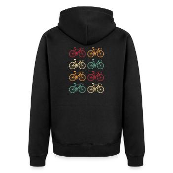 Fahrrad Bunte Fahrräder Retro - Unisex Premium Bio Zip Hoodie - Schwarz - Hinten - Nico (187cm)
