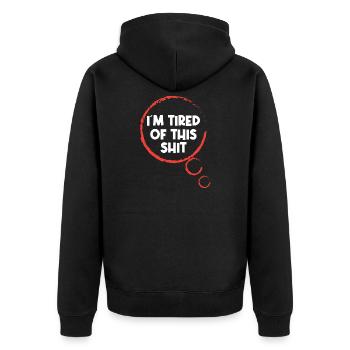 Gleichgültig Stateent Egal Ist Mir Wurscht - Unisex Premium Bio Zip Hoodie - Schwarz - Hinten - Nico (187cm)