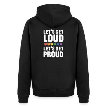 LGBT Pride Month - Let's get Loud, let's get proud - Unisex Premium Bio Zip Hoodie - Schwarz - Hinten - Nico (187cm)