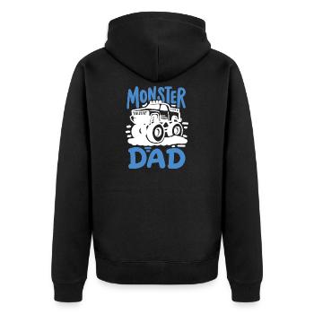 Monster Truck Papa Vatertag - Unisex Premium Bio Zip Hoodie - Schwarz - Hinten - Nico (187cm)