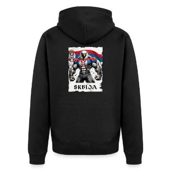 Design de musculation Serbia Eagle - Veste à capuche bio Premium Unisexe - noir - Dos - Nico (187cm)