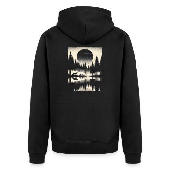 FUCHS IM WALD - Unisex Premium Bio Zip Hoodie - Schwarz - Hinten - Nico (187cm)