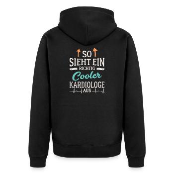 So sieht ein richtig cooler Kardiologe aus Arzt - Unisex Premium Bio Zip Hoodie - Schwarz - Hinten - Nico (187cm)