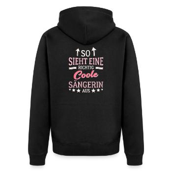 So sieht eine richtig coole Sängerin aus - Unisex Premium Bio Zip Hoodie - Schwarz - Hinten - Nico (187cm)