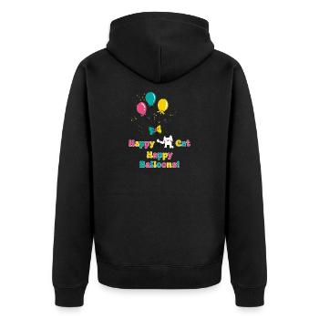 Chat heureux, baloons heureux - Veste à capuche bio Premium Unisexe - noir - Dos - Nico (187cm)