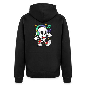 Music Loving Skeleton with Headphones - Unisex Premium Organic Zip Hoodie - black - Back - Nico (187cm)