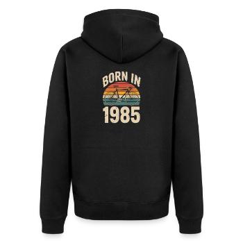 Vélo vintage né en 1985 Design - Veste à capuche bio Premium Unisexe - noir - Dos - Nico (187cm)