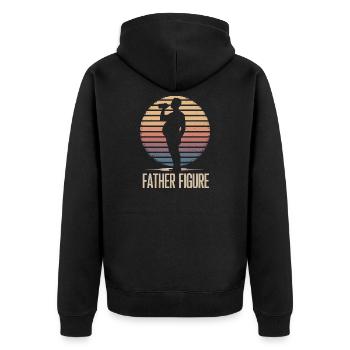 Funny Father Figure Beer Belly Dad Bod - Unisex Premium Organic Zip Hoodie - black - Back - Nico (187cm)