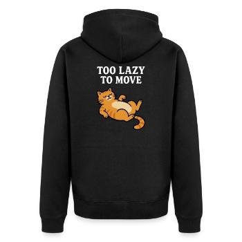 Fauler Kater Relax Design - Unisex Premium Bio Zip Hoodie - Schwarz - Hinten - Nico (187cm)