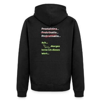 Procrastination Joke Funny Saying Hammock - Unisex Premium Organic Zip Hoodie - black - Back - Nico (187cm)