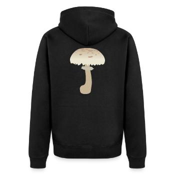 Minimalistische Sonnenschirm-Pilz-Illustration - Unisex Premium Bio Zip Hoodie - Schwarz - Hinten - Nico (187cm)