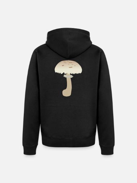 Minimalist Parasol Mushroom Illustration - Unisex Premium Organic Zip Hoodie - black