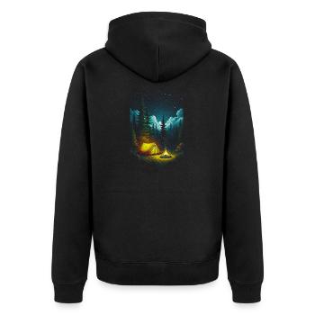 Starry Night Campfire Forest Scene - Unisex Premium Organic Zip Hoodie - black - Back - Nico (187cm)