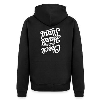 Inspirierendes Zitat-Typografie-Design - Unisex Premium Bio Zip Hoodie - Schwarz - Hinten - Nico (187cm)