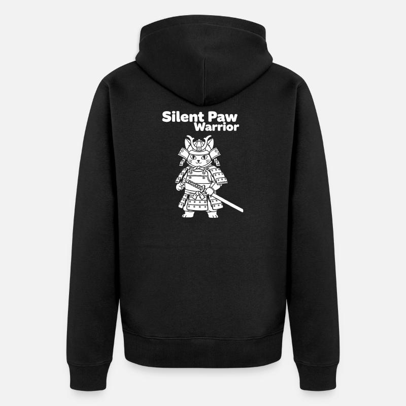 Stille Pfoten Samurai - Unisex Premium Bio Zip Hoodie - Schwarz
