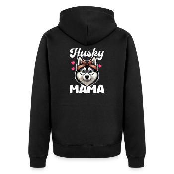 Husky Mama Bandana Brille - Unisex Premium Bio Zip Hoodie - Schwarz - Hinten - Nico (187cm)