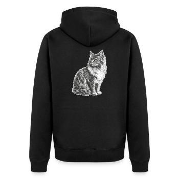 Katze - Unisex Premium Bio Zip Hoodie - Schwarz - Hinten - Nico (187cm)