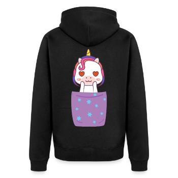Licorne Chemise Sac Poitrine Cadeau Licorne - Veste à capuche bio Premium Unisexe - noir - Dos - Nico (187cm)