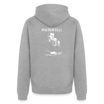 Machiavelli Brew Porträt - Unisex Premium Bio Zip Hoodie - Grau meliert - Hinten - Nico (187cm)