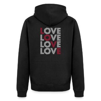 Love 4x – Amour, romance et typographie - Veste à capuche bio Premium Unisexe - noir - Dos - Nico (187cm)