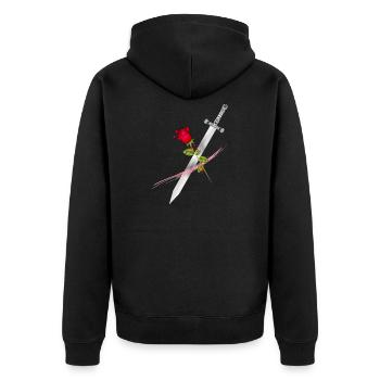 Épée à la rose – Puissance symbolique et élégance - Veste à capuche bio Premium Unisexe - noir - Dos - Nico (187cm)
