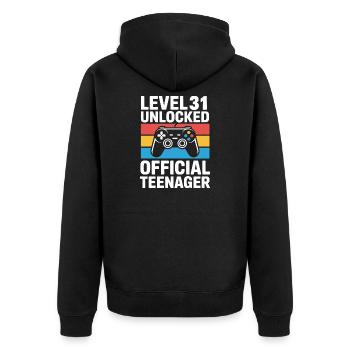 Niveau 31 Adolescent officiel débloqué - Veste à capuche bio Premium Unisexe - noir - Dos - Nico (187cm)