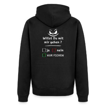 Willst Du mit mir gehen? ja nein nur ... - Unisex Premium Bio Zip Hoodie - Schwarz - Hinten - Nico (187cm)