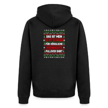 Zu Warm Für Hässliche Weihnachtspullover - Unisex Premium Bio Zip Hoodie - Schwarz - Hinten - Nico (187cm)