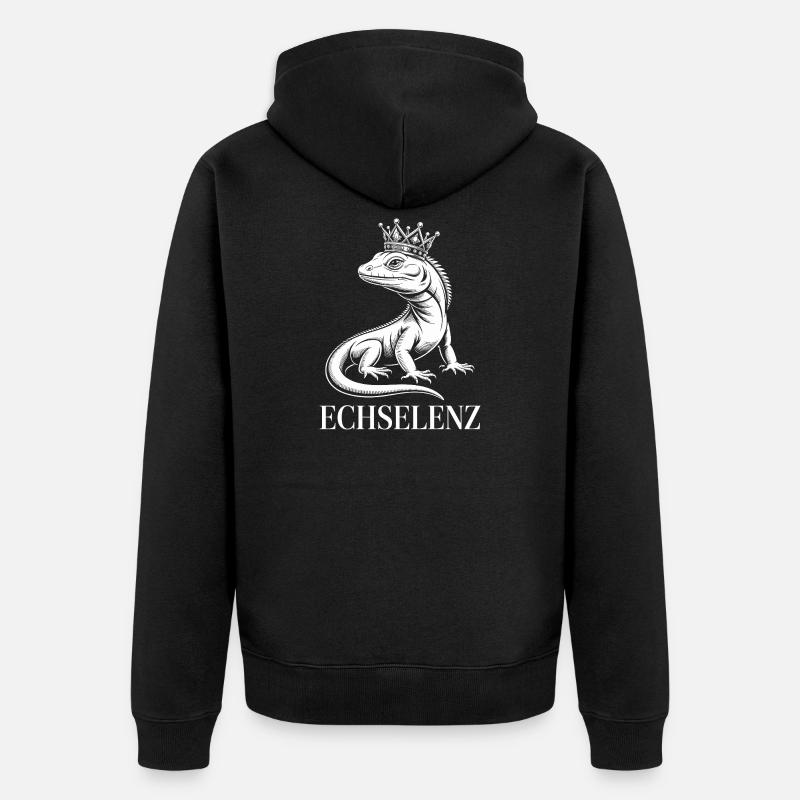 Echselenz Lustige Echse - Unisex Premium Bio Zip Hoodie - Schwarz