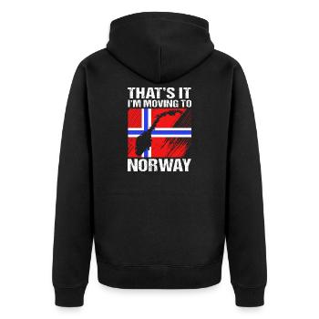 Norweger Oslo Skandinavien Norwegen - Unisex Premium Bio Zip Hoodie - Schwarz - Hinten - Nico (187cm)