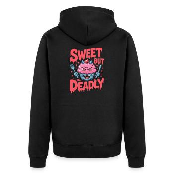 Diabolical Cupcake: Sweet Menace - Unisex Premium Organic Zip Hoodie - black - Back - Nico (187cm)