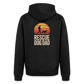 Vintage Rescue Dog Dad-Sonnenuntergangsdesign - Unisex Premium Bio Zip Hoodie - Schwarz - Hinten - Nico (187cm)