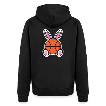 Easter Basketball Bunny Design - Unisex Premium Organic Zip Hoodie - black - Back - Nico (187cm)