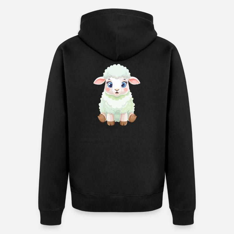 Pastell Lammchen Flauschig - Unisex Premium Bio Zip Hoodie - Schwarz