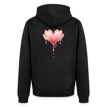 Lotus flower with drops illustration - Unisex Premium Organic Zip Hoodie - black - Back - Nico (187cm)