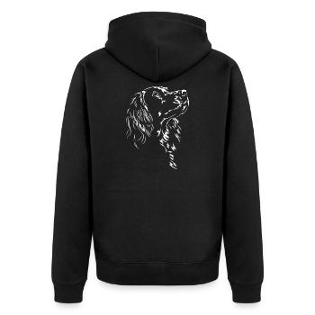 Gordon Setter Silhouette Jagdhunde Hunde Wilsigns - Unisex Premium Bio Zip Hoodie - Schwarz - Hinten - Nico (187cm)