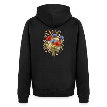 Bunter Wildblumenstrauß Natur Floral Design  - Unisex Premium Bio Zip Hoodie - Schwarz - Hinten - Nico (187cm)