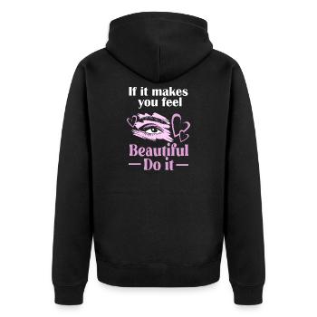 Make-up Cosmetics Beautician Microblading - Unisex Premium Organic Zip Hoodie - black - Back - Nico (187cm)