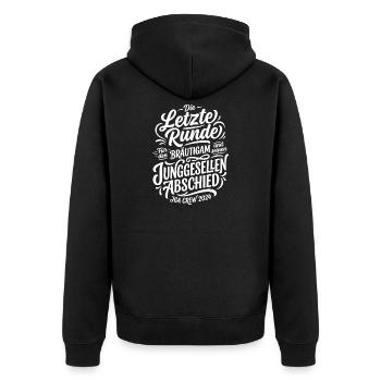 Letzte Runde Junggesellenabschied - Unisex Premium Bio Zip Hoodie - Schwarz - Hinten - Nico (187cm)