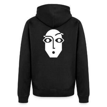 Schwarz-Weiß lineare abstrakte Fläche - Unisex Premium Bio Zip Hoodie - Schwarz - Hinten - Nico (187cm)