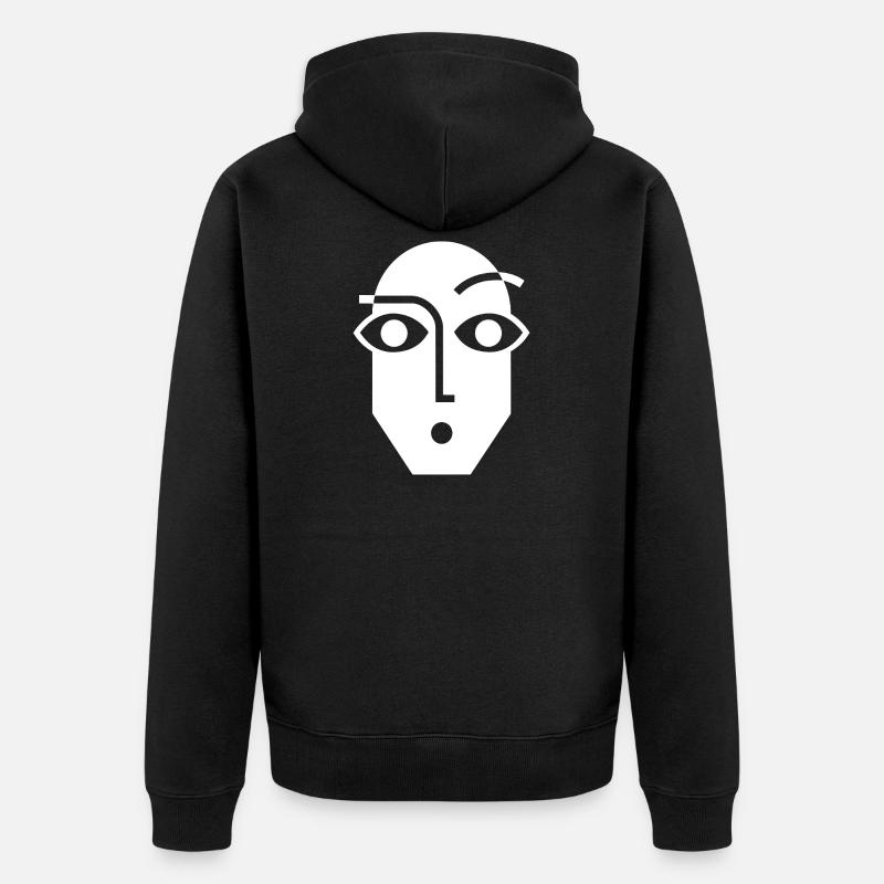 Visage abstrait linéaire noir et blanc - Veste à capuche bio Premium Unisexe - noir