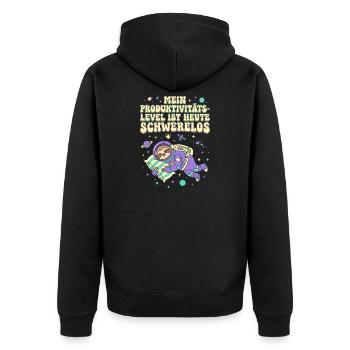 Faultier Astronaut Weltraum Produktivität - Unisex Premium Bio Zip Hoodie - Schwarz - Hinten - Nico (187cm)