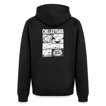Chillax Capybara Relax Comic Design - Unisex Premium Bio Zip Hoodie - Schwarz - Hinten - Nico (187cm)