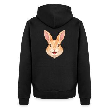 Cute Happy Cartoon Bunny Rabbit Face - Unisex Premium Organic Zip Hoodie - black - Back - Nico (187cm)